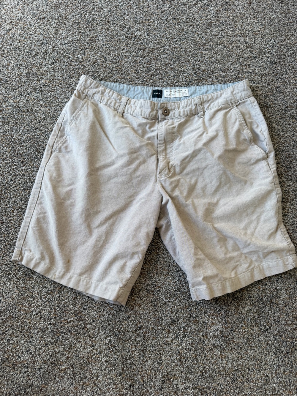 RVCA Nature X Industry Khaki Chino Shorts Mens Size 36 Casual Skate Beige
